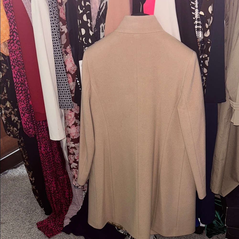 NWT Cinzia Rocca Icons Taupe Wool Cashmere Coat Italy Minimalist Size 12 - Picture 14 of 14